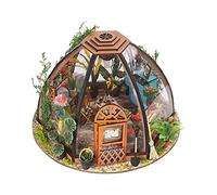 Wood DIY Miniature Dollhouse Kit with Furniture & Gardening Tools, Wooden Mini Size Greenhouse Set for Adults and Teens