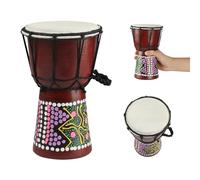 Wood Djembe Drum, 4.5'' x 8''Carved Mahogany African Drums with Goatskin Drumhead, West African Styled Professional Djembe Hand Drum for Kids and Adults Beginners