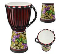 Wood Djembe Drum, 8.5'' x 16''Carved Mahogany African Drums with Goatskin DrumHead, West African Styled Professional Djembe Hand Drum for Kids and Adults Beginners