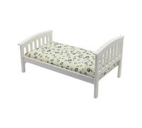 Wood Doll House Single Bed With Flower Print Mattress Bedding For 1/12 Scale Doll House Craft Project Model Scene Display Wooden Accessories