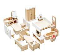 Wood Dollhouses Furniture Set Living Room Bathroom Bedroom Scene Display For Engaging Pretend Play Children Favor