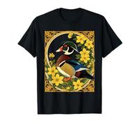 Wood Duck Aix sponsa and Jasmine Flowers Illustration T-Shirt