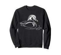 Wood Duck Line Art Swimming Bird Illustration Sweatshirt