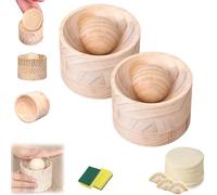 Wood Dumpling Maker, Portable Round Wooden Dumpling Press Mold Tool, DIY Manual Dumplings Wrapper Maker with Rolling Ball, Dough Presser Tool Kit for Home, Kitchen, Cooking(2PCS)