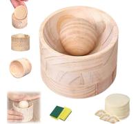Wood Dumpling Maker, Portable Round Wooden Dumpling Press Mold Tool, DIY Manual Dumplings Wrapper Maker with Rolling Ball, Dough Presser Tool Kit for Home, Kitchen, Cooking(1PCS)
