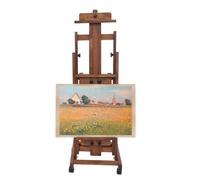 Wood Easel Stand, H Frame Art Easel for Painting with 4 Wheels (Brown)