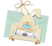 Wood Easter Money Holder for Cash Gift,Unique Bunny Easter Basket Stuffers for Boys Girls,Wooden Easter Gift Card Holder with Envelope, Spring Holiday Party Favors