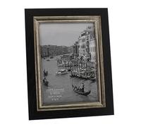 Wood Effect Black Photo Frame with Antique Style Silver Border - 5" x 7"