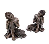 Wood Effect Buddha Head on Knee, 2 Assorted Designs Sold Separately