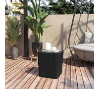 Wood Effect Coffee Table Square Storage Box Garden Furniture Bucket Patio Black