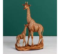 Wood Effect Giraffe and Baby Ornament