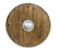 Boland Medieval Warrior Shield - 40 cm Round Plastic Costume Shield with Wood Effect and Strap - Viking, Knight, Gladiator & Medieval Fancy Dress Accessory