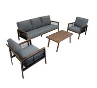 Aluminium 4 Piece Sofa Set - Wood Effect Monstershop Grey One Size