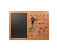 Wood Effect Pegboard with Magnetic Chalkboard - Wall Mounted Hanging Storage Organiser for Tools, Accessories, Utensils in Kitchen, Bedroom, Garage, Shed, Workshop, Office - Measures H55 x W75cm
