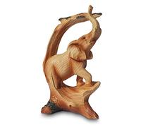 Wood effect resin Stately ELEPHANT UNDER TREE ORNAMENT |Ornaments for the home | Home accessories | Elephant Lover Gift Birthday Friendship Gifts | WILDLIFE ANIMAL LOVER GIFT