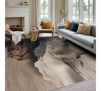 Wood Effect Rugs Living Room, Square Rugs 240 x 240 cm, Black Brown Rustic 3D Textured Rug Bedroom Kitchen Washable Non Slip Low Pile, Wood Effect Home Decor Area Rug Carpet