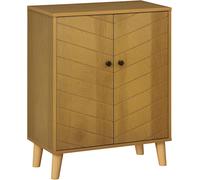 HOMCOM Vintage Storage Cabinet with Double Chevron Doors and Pine Wood Legs, Side Cabinet, Natural Wood Effect