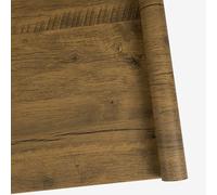 Wood Effect Vinyl Wrap for Furniture - Brown Sticky Back Plastic Roll 44 x 300cm - Waterproof Removable Oak Self Adhesive Wallpaper Decorative Kitchen Cupboards Wall