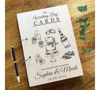 Wood Elements Wedding Memories Keepsakes Wedding Card Keeper Book | Greeting Card Keeper Book | Card Storage Book | Wooden Greeting Card Organiser