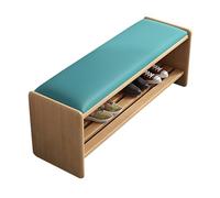 Wood Entryway Shoe Bench, Hallway Storage Benches with PU Leather Seating, Shoe Rack for Living Room Bedroom
