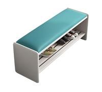 Wood Entryway Shoe Bench, Hallway Storage Benches with PU Leather Seating, Shoe Rack for Living Room Bedroom