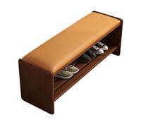 Wood Entryway Shoe Bench, Hallway Storage Benches with PU Leather Seating, Shoe Rack for Living Room Bedroom