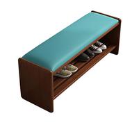 Wood Entryway Shoe Bench, Hallway Storage Benches with PU Leather Seating, Shoe Rack for Living Room Bedroom