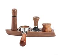 Wood Espresso Tamping Station Compact Boat Shape Base For 58Mm Portafilter And Tool Management For Tamper Distributor Dosing Funnel Coffee Spoon Scoop Brush Cleaning Cloth Organization(Walnut wood)