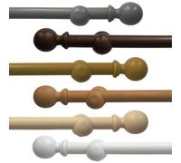 Wood Eyelet Curtain Pole 28mm with Round Finials - Trimmable - Suitable for any room - 160cm Length - White