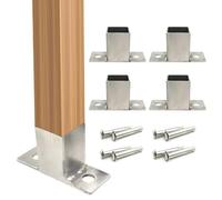 Wood Fence Post Base Kit 4PCS Stainless Steel Concrete Post Anchor Outdoor Deck Support for Mailbox Pergola Brackets