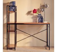 Wood Finish Desk with Shelves in Black Frame | Laxton