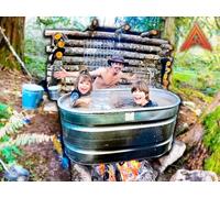 Wood fired Hot Tub at the Bushcraft Log Cabin