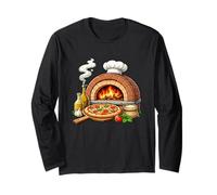 Wood Fired Pizza Oven Cooking Illustration Long Sleeve T-Shirt