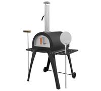 Dellonda Large Outdoor Wood-Fired Pizza Oven & Smoker with Side Shelves & Stand - DG103