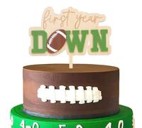 Wood First Year Down Cake Topper - One Football Birthday Party Decorations,Football 1st Birthday Cake Topper,Sports Themed Party Photo Props,First Down Wooden Decorations (Apple Green)