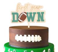Wood First Year Down Cake Topper - One Football Birthday Party Decorations,Football 1st Birthday Cake Topper,Sports Themed Party Photo Props,First Down Wooden Decorations (grass green)