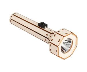 Wood Flashlight Science Kit - Teach Basic Electrical Engineering Concepts, Interactive STEM Craft Activity, 2.09x6.89 Inch Body + Battery Contacts, Premium Grade Splinter Free Material - For Teens