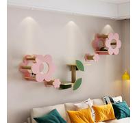 Wood Flower Shape Cat Wall Shelves, with Condo, Perches, Scratching Posts, Steps, Easy to Install Furniture for Indoor Cats(5PCS)