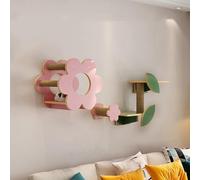 Wood Flower Shape Cat Wall Shelves, with Condo, Perches, Scratching Posts, Steps, Easy to Install Furniture for Indoor Cats(3PCS)