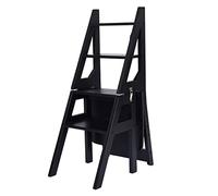 Wood Folding Ladder Chair - Dual Purpose Stepladder for Climbing or as Stand, Foldable Design, Durable Solid Construction