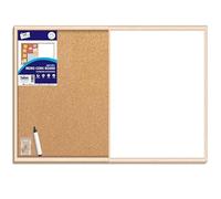 Wood Frame Combination Board Notice Cork Board with Dry Ease Whiteboard Bulletin Board Memo Board for Decor, Home, Office Includes Push Pins. (45 x 30 CM)