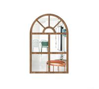 Wood framed acrylic mirror wall sticker featuring a three dimensional imitation window design for adding depth and style to home walls (Wood)