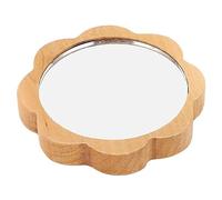 Wood Framed Makeup Mirror Glass Fashionable Handheld Small Round Cosmetic Mirror for Women