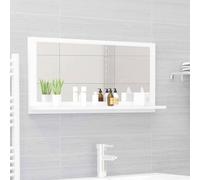 WOOD FRAMED WALL MOUNTED BATHROOM MIRROR W/ COSMETIC SHELF VANITY MIRROR HOME