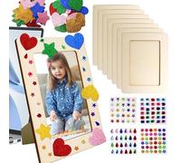 Wood Frames - Wooden Frames | Crafts Wood Frames | Paintable Frames | Elegant Art Display Set with Glitter Stars Heart Stickers 3.1 x 2.3 | Farmhouse Style Picture Frame Set for HOM