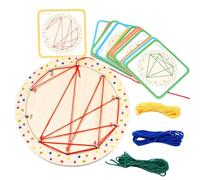 Wood Game Board,Graphical Math Learning Toy,Mathematical Game Board with 20 Cards and 4 Bands - for Boys Girls Classroom School Learning Travel Trip