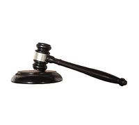 Wood Gavel and Sound Block Set, Tiberham Handcrafted Wooden Gavel with Round Block for Judge Lawyer Student Auction Sale - Dark