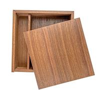 Wood Gift Box with Sliding Top, JBOS Discrete Sliding-Lid Wooden Boxes USB Box, Photo Box, Wedding Memory Box, for Friends/Business Partners/Photographers/Clients (Walnut, 17.1x17.1x3.5cm)