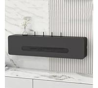 Wood & Glass WiFi Router Storage Box, Wall Mounted Floating Router Shelf, TV Cable Tidy Box, Extension Lead & Socket Hider, Signal Friendly Dustproof Home Cable Management Organiser Rack