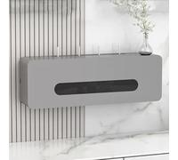 Wood & Glass WiFi Router Storage Box, Wall Mounted Floating Router Shelf, TV Cable Tidy Box, Extension Lead & Socket Hider, Signal Friendly Dustproof Home Cable Management Organiser Rack